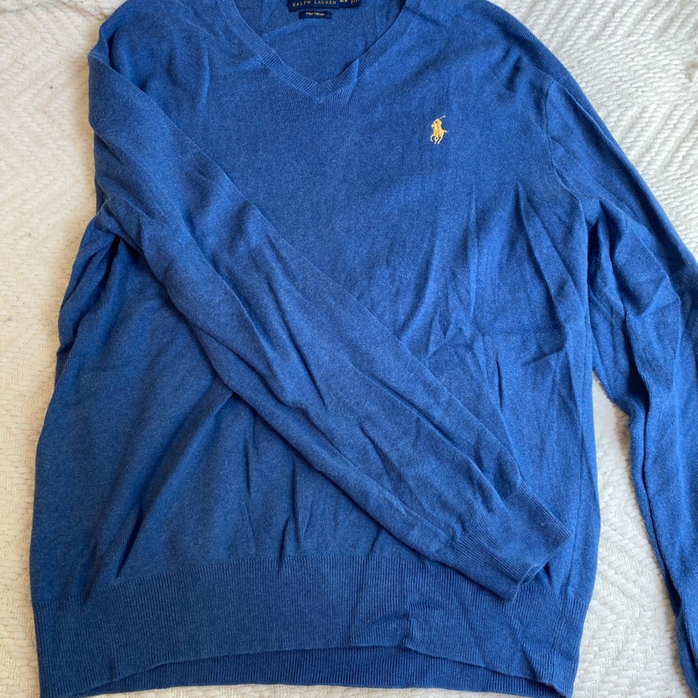 blue polo sweater